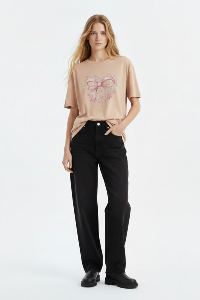 Ribbon Floral Emblem T-Shirt