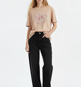 Ribbon Floral Emblem T-Shirt