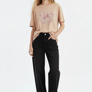 Ribbon Floral Emblem T-Shirt