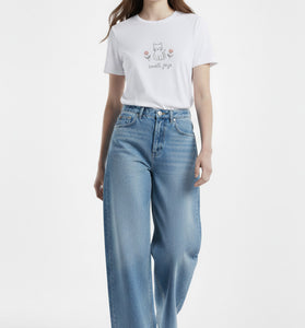 Small Joys Cat Embroidered T-Shirt