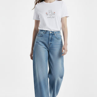 Small Joys Cat Embroidered T-Shirt