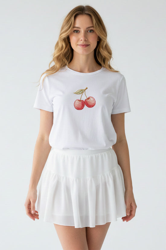 Soft Cherry Embroidered T-Shirt