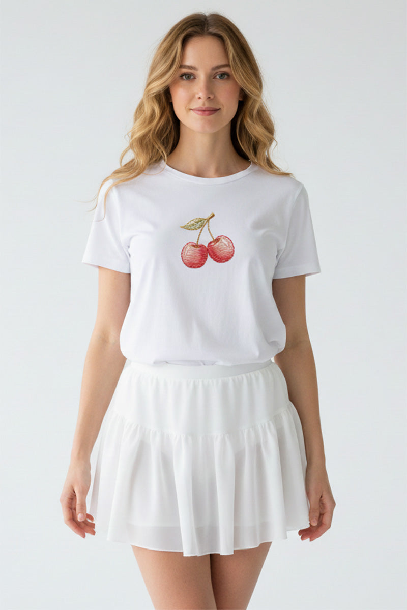 Soft Cherry Embroidered T-Shirt