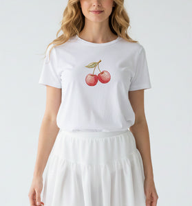 Soft Cherry Embroidered T-Shirt