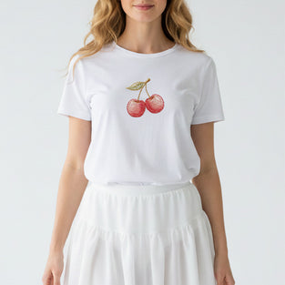 Soft Cherry Embroidered T-Shirt