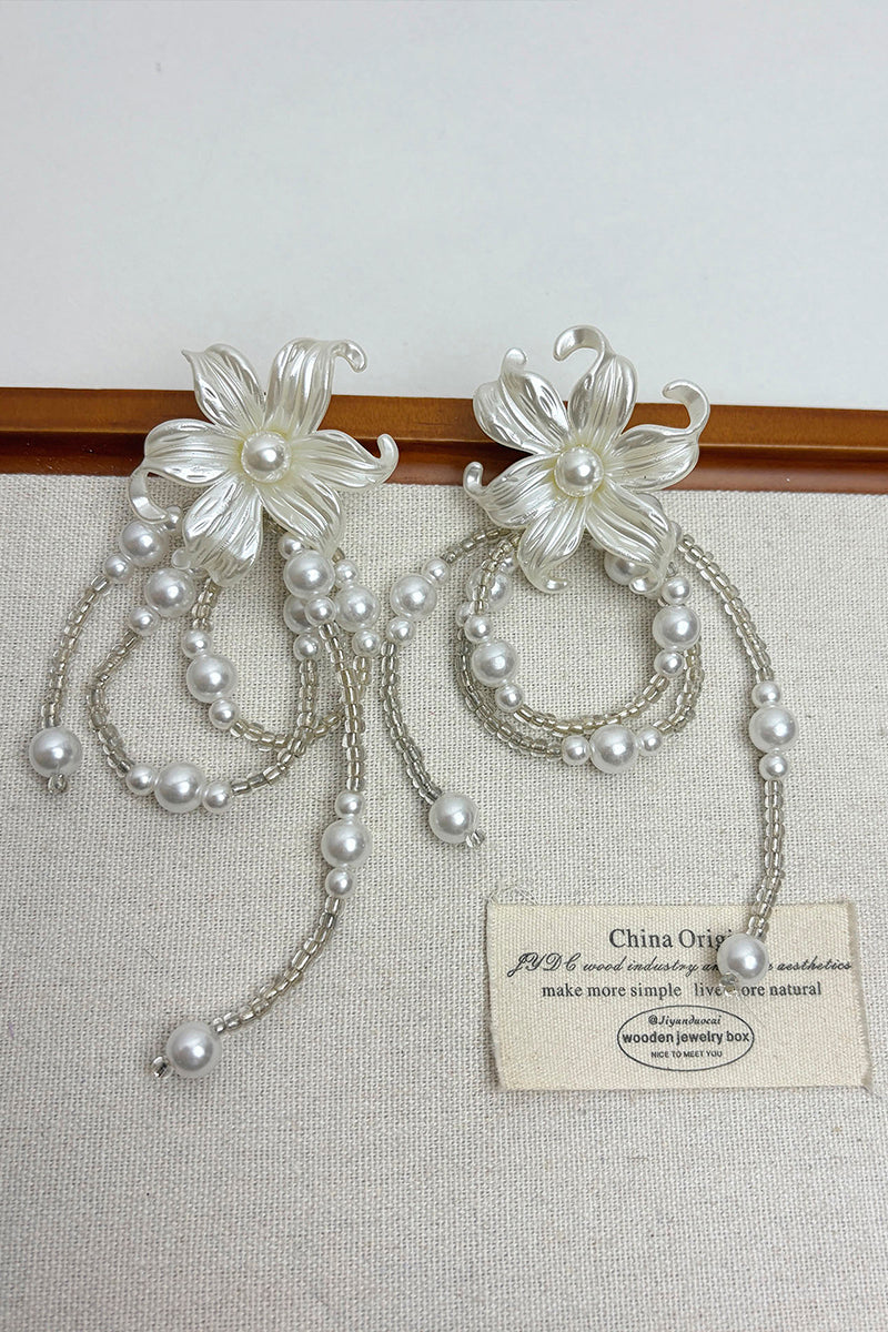 Floral Pearl Drop Earrings