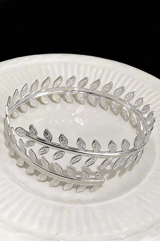 Leaf Motif Open Cuff Bracelet