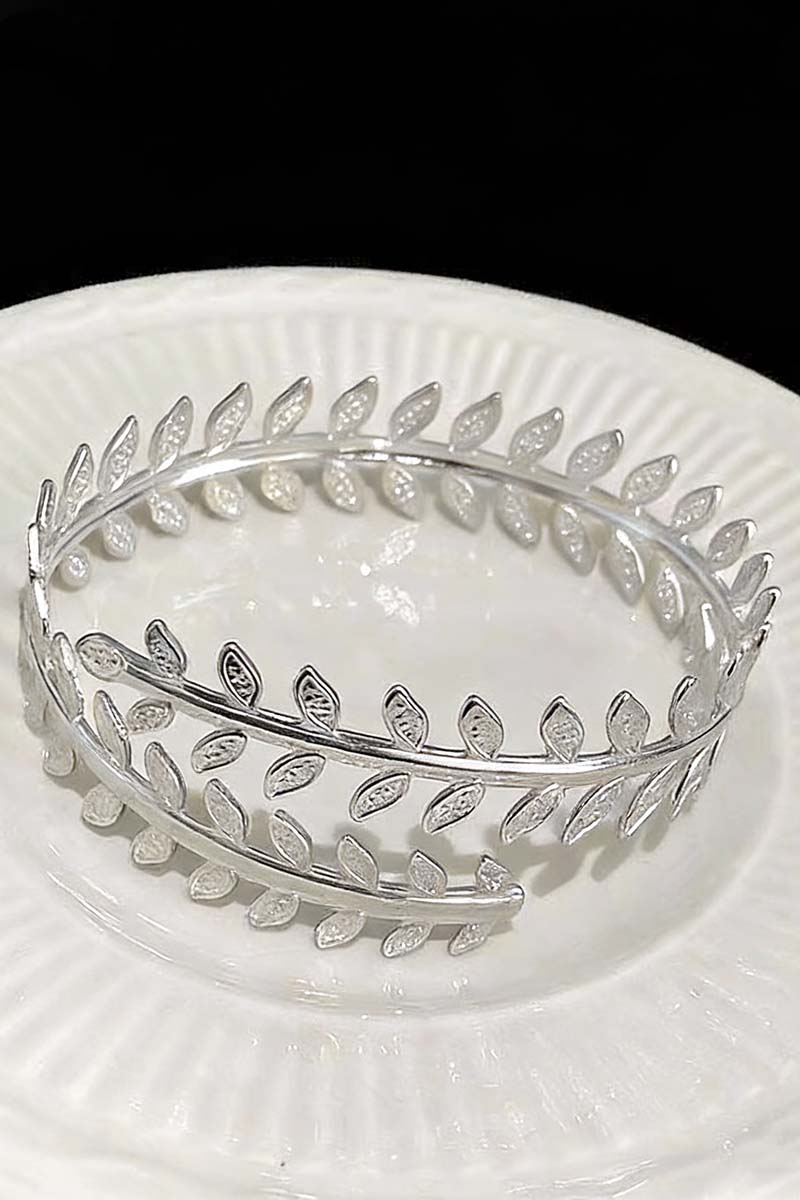 Leaf Motif Open Cuff Bracelet