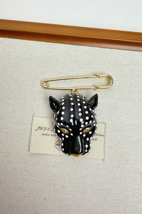 Leopard Head Safety Pin Brooch