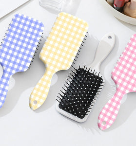 Gingham Pattern Paddle Hairbrush