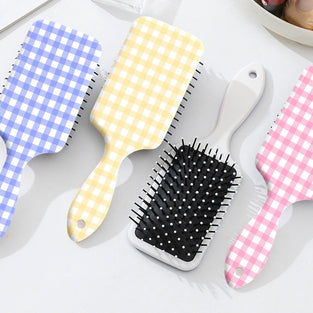Gingham Pattern Paddle Hairbrush