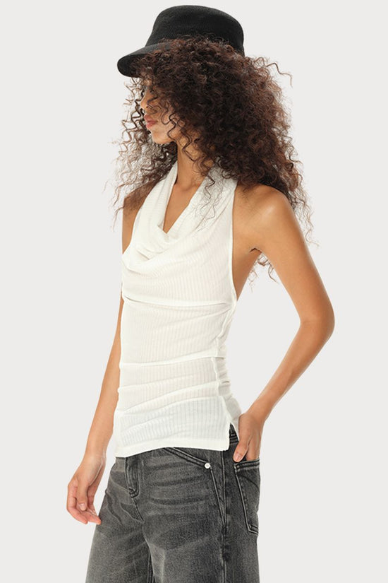 Draped Halter Sleeveless Top