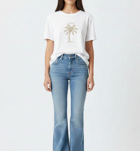 Golden Palm Embroidered T-Shirt