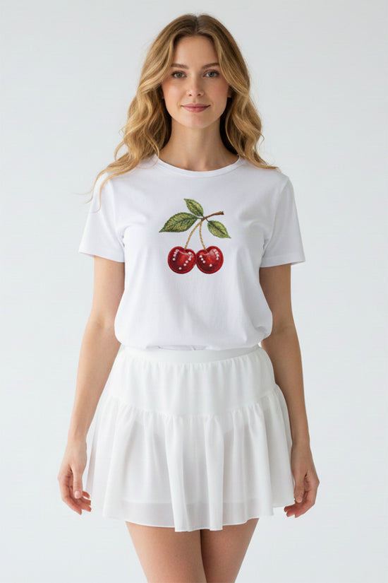 Cherry Leaf Embroidered T-Shirt