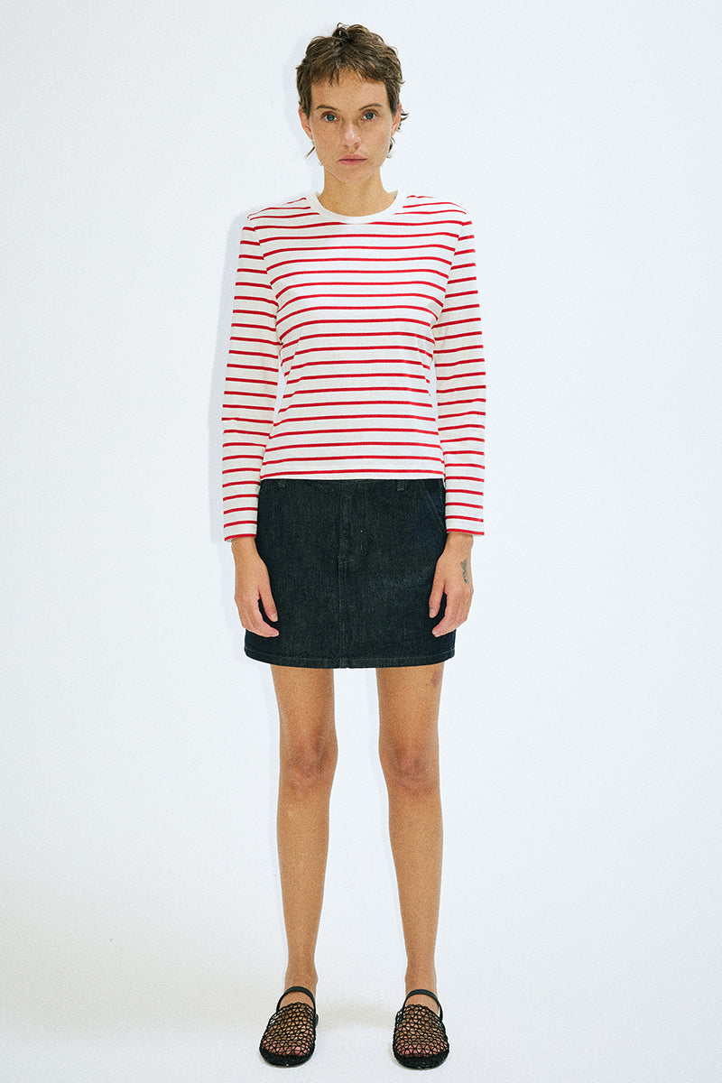 Striped Long Sleeve Cropped Tee