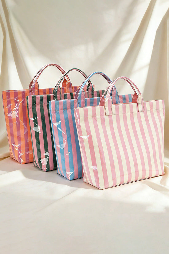 Striped Tote Bag with Glossy Finish