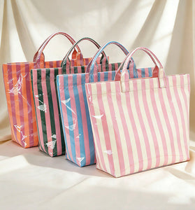 Striped Tote Bag with Glossy Finish