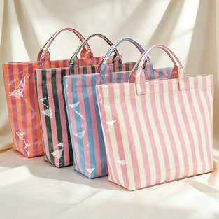 Striped Tote Bag with Glossy Finish