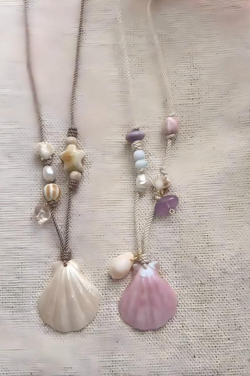 Seashell Bead Charm Necklace