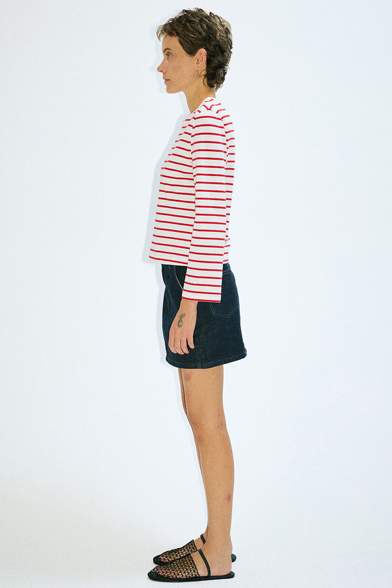 Striped Long Sleeve Cropped Tee