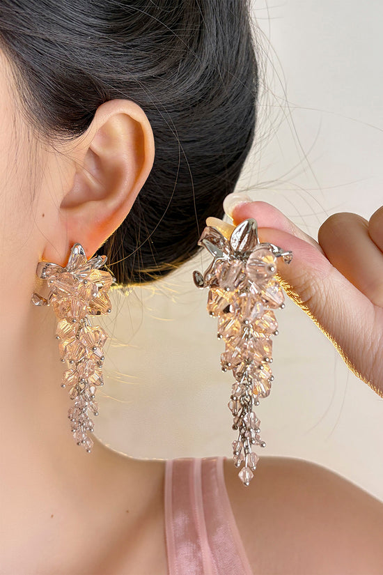 Crystal Leaf Drop Earrings