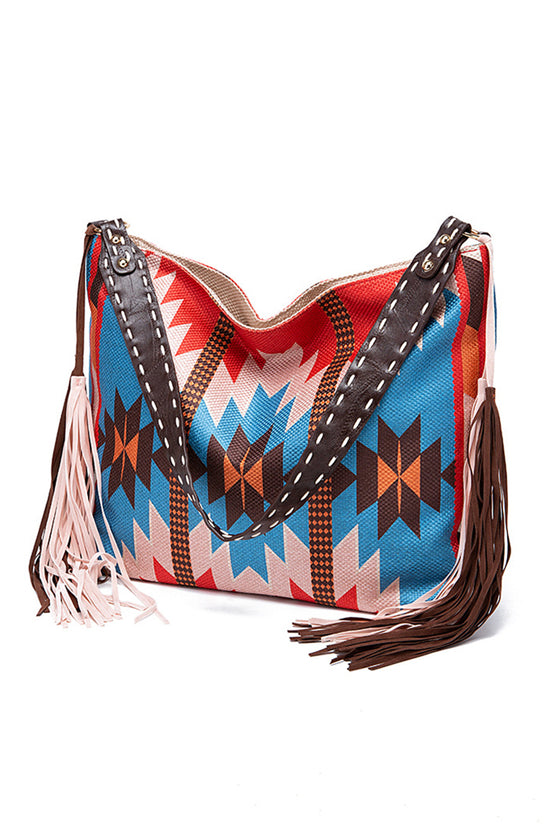 Boho Fringe Patterned Shoulder Bag