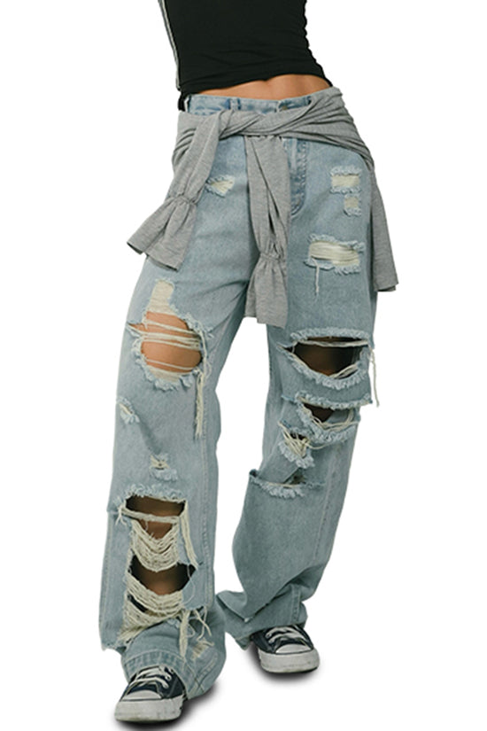 Distressed Oversized Ripped Jeans