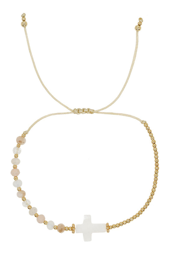 Elegant Beaded Cross Bracelet