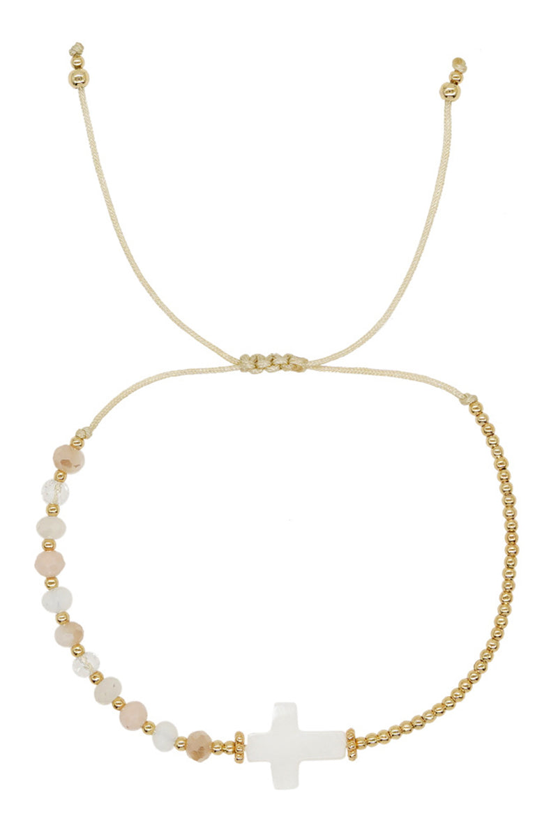 Elegant Beaded Cross Bracelet