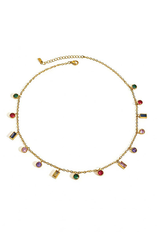 Gemstone Charm Choker Necklace