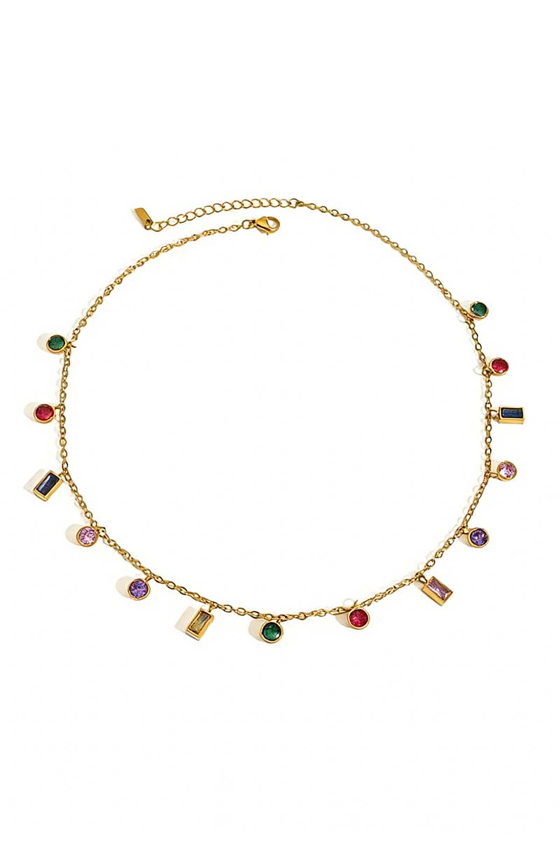 Gemstone Charm Choker Necklace