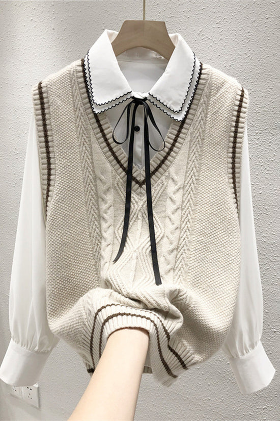 V-Neck Cable Knit Sweater Vest