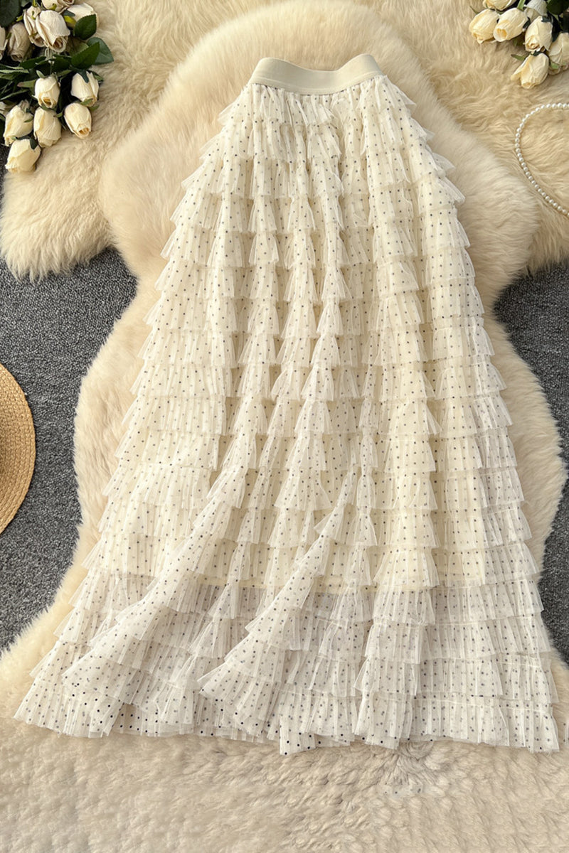 Layered Ruffle Midi Skirt