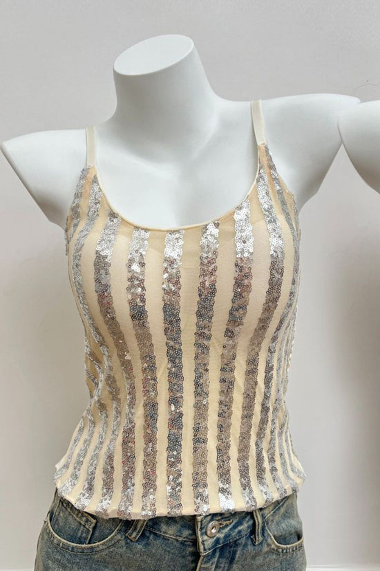 Striped Sequin Tank Top