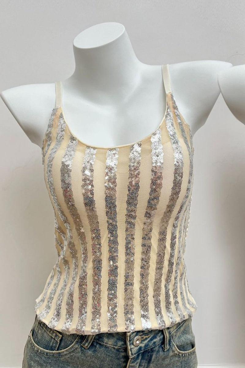 Striped Sequin Tank Top
