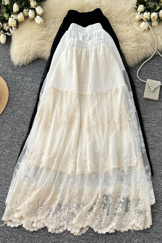 Elegant Lace Midi Skirt