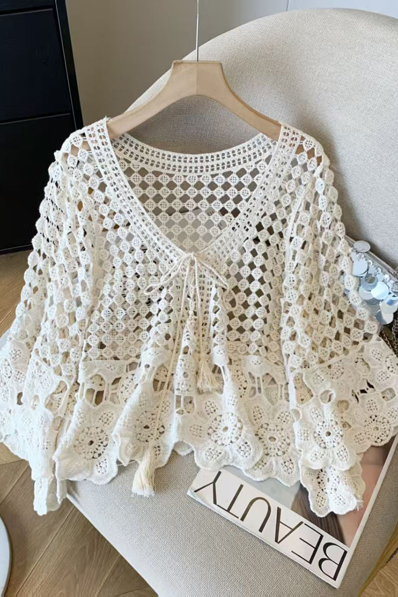 Crochet Open-Front Cardigan