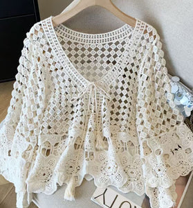 Crochet Open-Front Cardigan