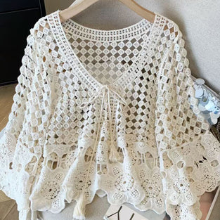 Crochet Open-Front Cardigan