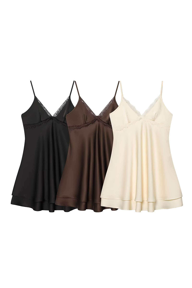 Elegant Lace Trim Slip Dress