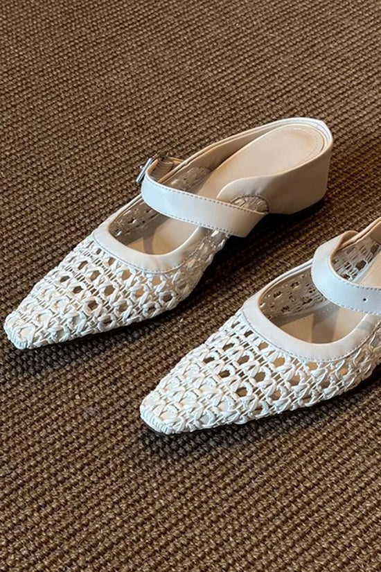 Woven Strap Buckle Mules