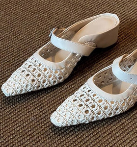 Woven Strap Buckle Mules