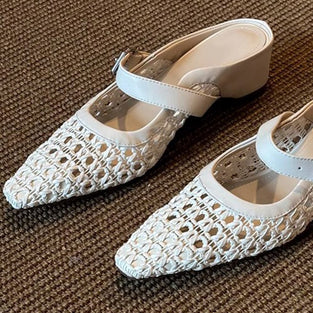 Woven Strap Buckle Mules