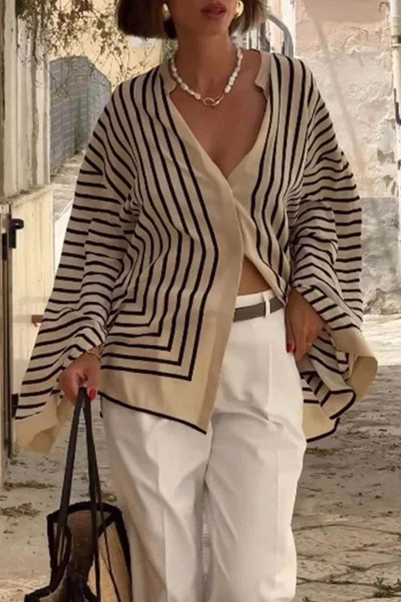 Striped V-Neck Blouse
