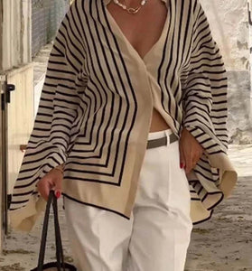 Striped V-Neck Blouse