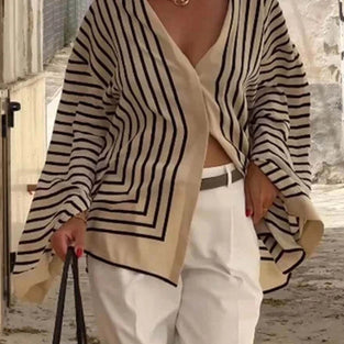 Striped V-Neck Blouse