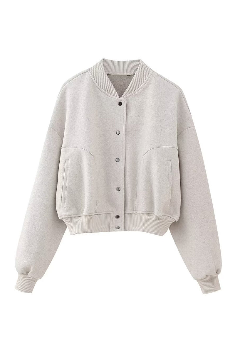 Classic Snap-Button Bomber Jacket