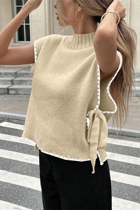 Chic Sleeveless Sweater Vest with Side Tie