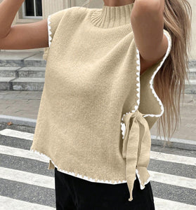 Chic Sleeveless Sweater Vest with Side Tie