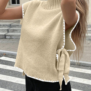 Chic Sleeveless Sweater Vest with Side Tie